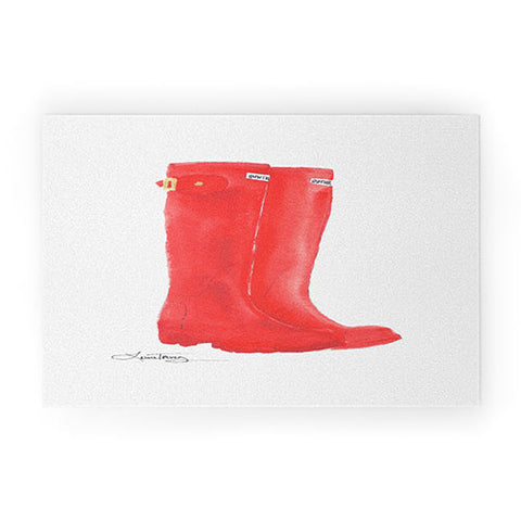 Laura Trevey Red Boots Welcome Mat