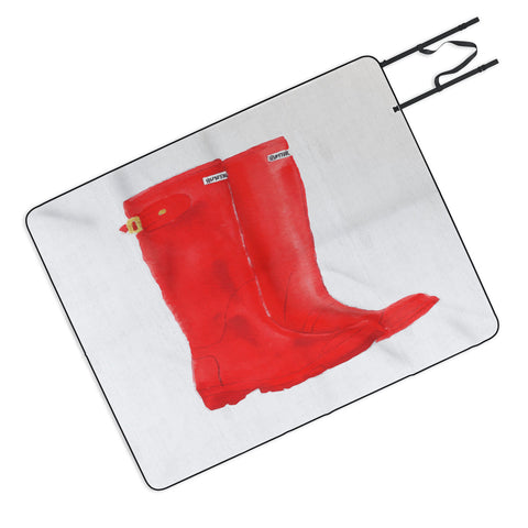 Laura Trevey Red Boots Picnic Blanket