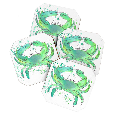 Laura Trevey Seafoam Green Crab Coaster Set