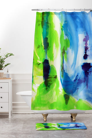 Laura Trevey Shot Of Lime Shower Curtain And Mat