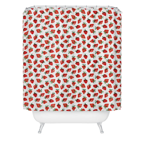 Laura Trevey Strawberry Red Shower Curtain