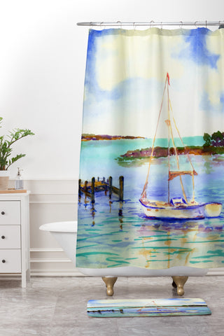 Laura Trevey Summer Sail Shower Curtain And Mat
