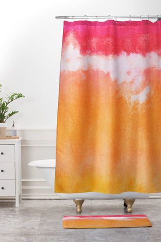 Laura Trevey Tangerine Tie Dye Shower Curtain And Mat