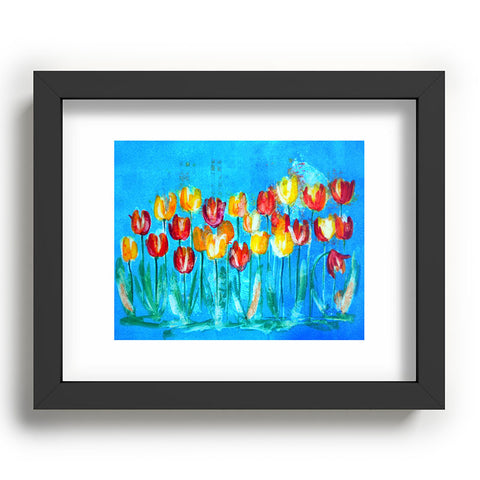 Laura Trevey Tulips in Blue Recessed Framing Rectangle