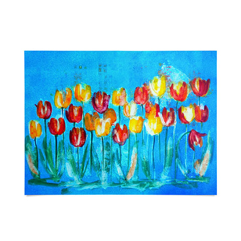 Laura Trevey Tulips in Blue Poster