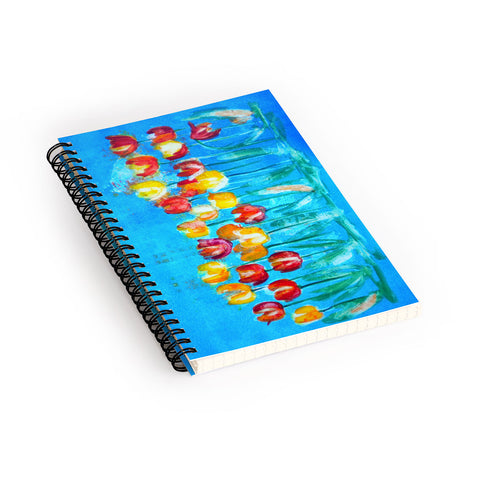 Laura Trevey Tulips in Blue Spiral Notebook