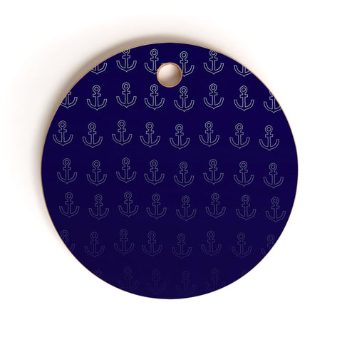 Leah Flores Anchor Pattern Cutting Board Round