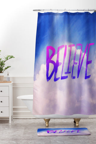 Leah Flores Believe X Clouds Shower Curtain And Mat