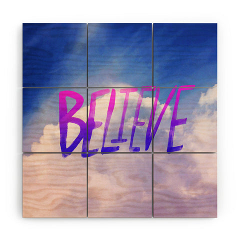 Leah Flores Believe X Clouds Wood Wall Mural