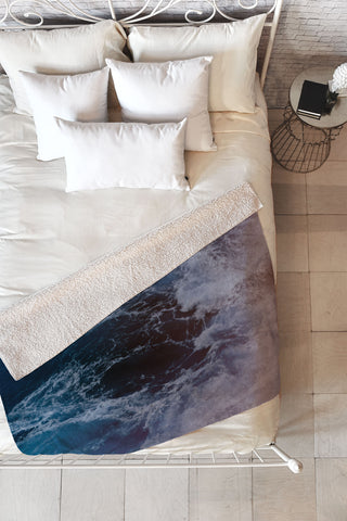 Leah Flores Big Sur Waves Fleece Throw Blanket