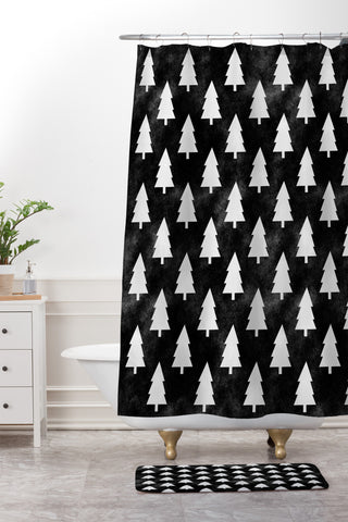 Leah Flores Black Forest Shower Curtain And Mat