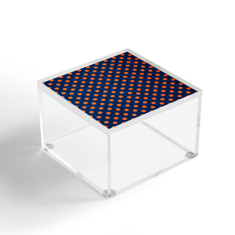 Leah Flores Blue and Orange Polka Dots Acrylic Box