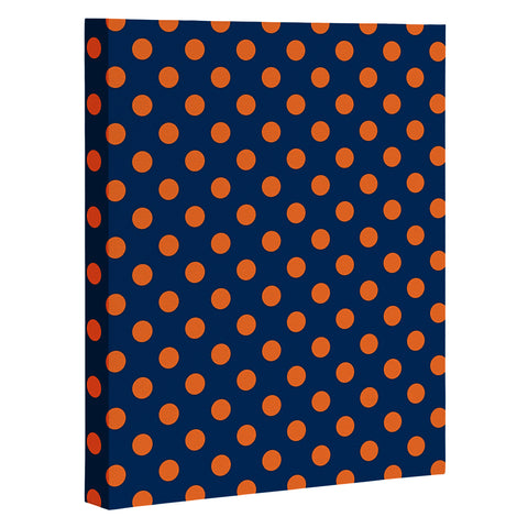 Leah Flores Blue and Orange Polka Dots Art Canvas
