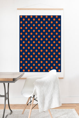 Leah Flores Blue and Orange Polka Dots Art Print And Hanger