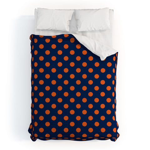 Leah Flores Blue and Orange Polka Dots Comforter