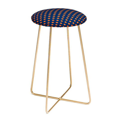 Leah Flores Blue and Orange Polka Dots Counter Stool