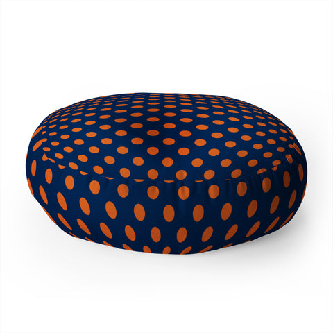 Leah Flores Blue and Orange Polka Dots Floor Pillow Round