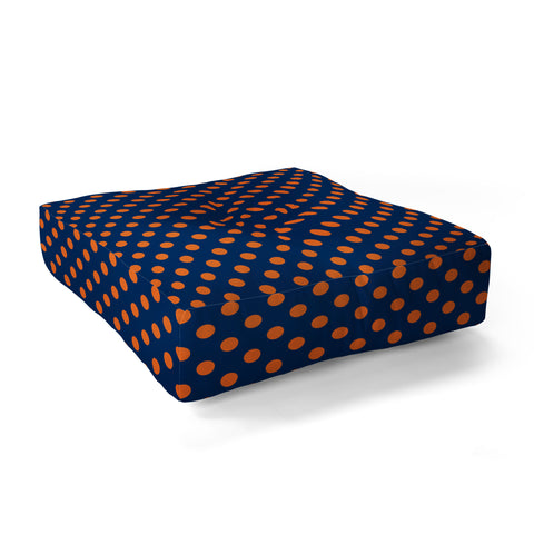 Leah Flores Blue and Orange Polka Dots Floor Pillow Square