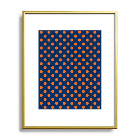 Leah Flores Blue and Orange Polka Dots Metal Framed Art Print