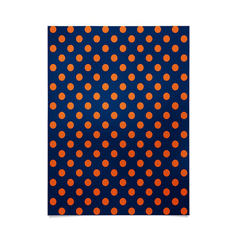 Leah Flores Blue and Orange Polka Dots Poster