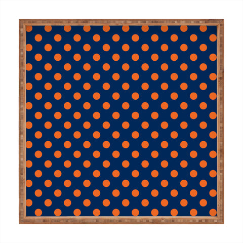 Leah Flores Blue and Orange Polka Dots Square Tray