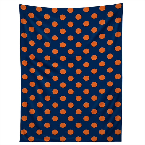 Leah Flores Blue and Orange Polka Dots Tapestry
