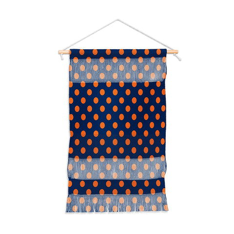 Leah Flores Blue and Orange Polka Dots Wall Hanging Portrait