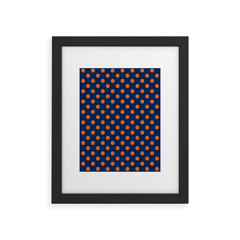 Leah Flores Blue and Orange Polka Dots Framed Art Print