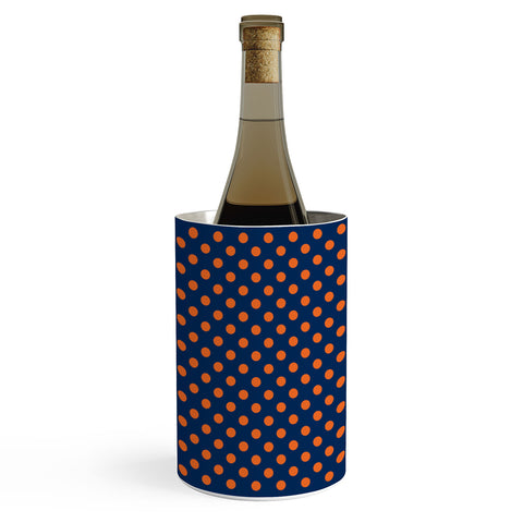 Leah Flores Blue and Orange Polka Dots Wine Chiller