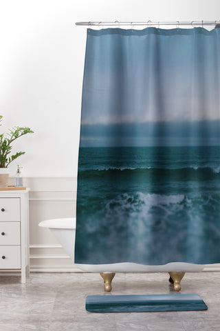 Leah Flores Dark Blue Ocean Shower Curtain And Mat