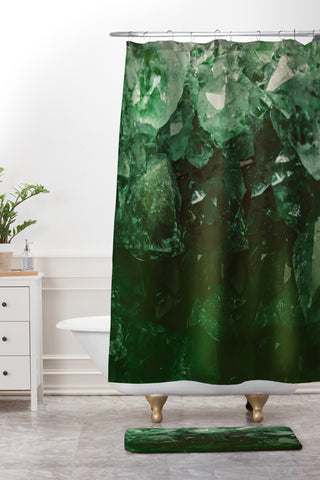 Leah Flores Emerald Gem Shower Curtain And Mat