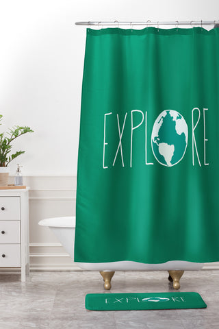 Leah Flores Explore The Globe Shower Curtain And Mat