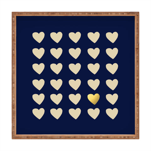 Leah Flores Gold Heart Square Tray