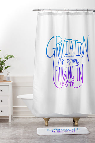Leah Flores Gravitation White Shower Curtain And Mat