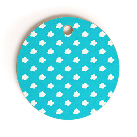 Leah Flores Happy Little Clouds Cutting Board Round