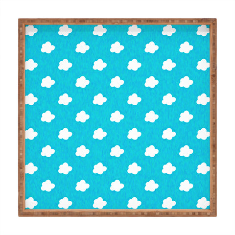Leah Flores Happy Little Clouds Square Tray