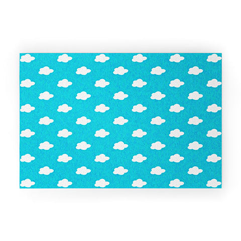 Leah Flores Happy Little Clouds Welcome Mat