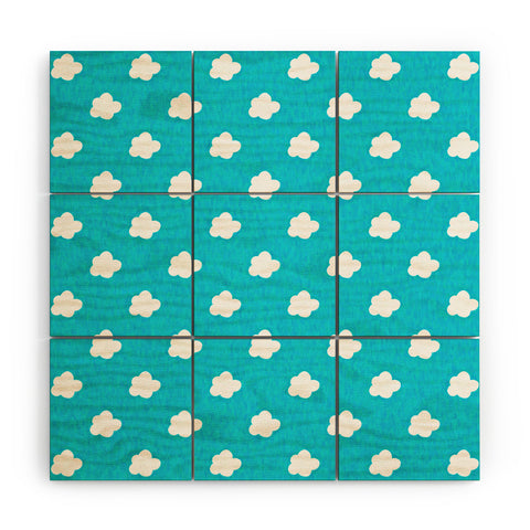 Leah Flores Happy Little Clouds Wood Wall Mural