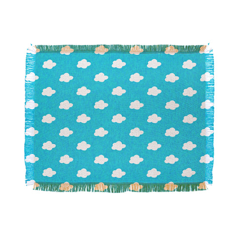 Leah Flores Happy Little Clouds Throw Blanket