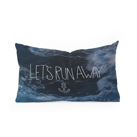 Leah Flores Lets Run Away Ocean Waves Oblong Throw Pillow