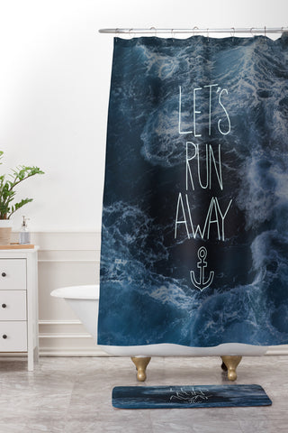 Leah Flores Lets Run Away Ocean Waves Shower Curtain And Mat