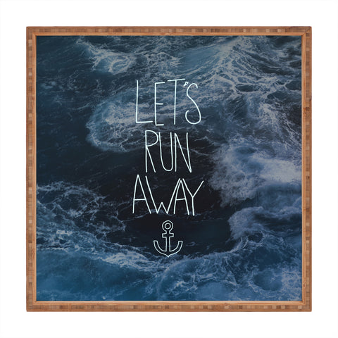 Leah Flores Lets Run Away Ocean Waves Square Tray