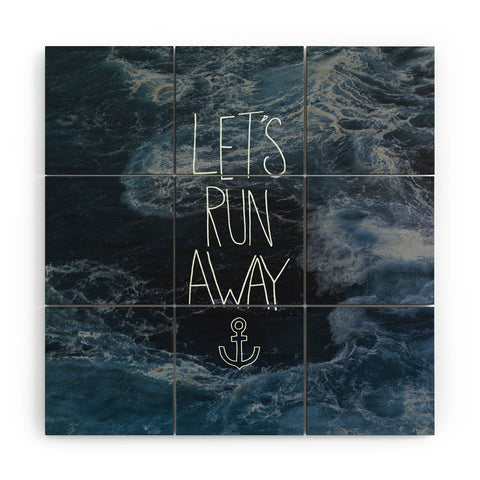 Leah Flores Lets Run Away Ocean Waves Wood Wall Mural