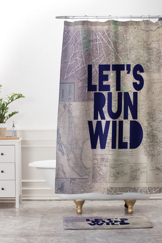Leah Flores Lets Run Wild X Maps Shower Curtain And Mat