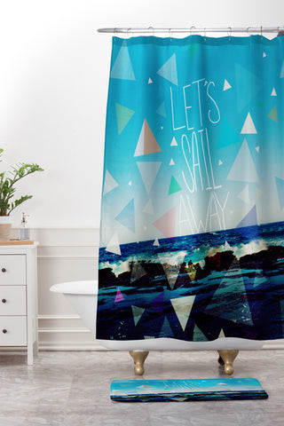 Leah Flores Lets Sail Away Shower Curtain And Mat