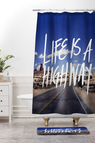 Leah Flores Life Is A Highway Shower Curtain And Mat