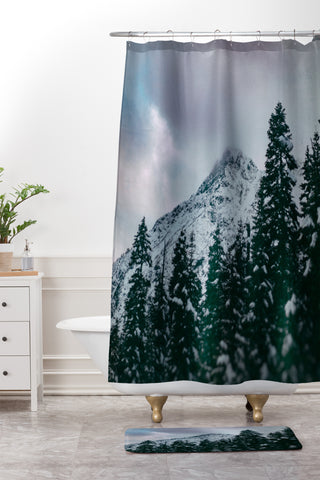 Leah Flores North Cascade Winter Shower Curtain And Mat