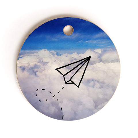 Leah Flores Paper Plane Cutting Board Round