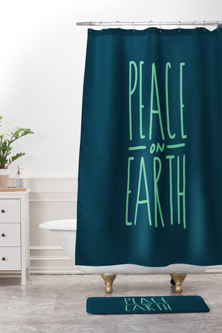 Leah Flores Peace On Earth Type Shower Curtain And Mat