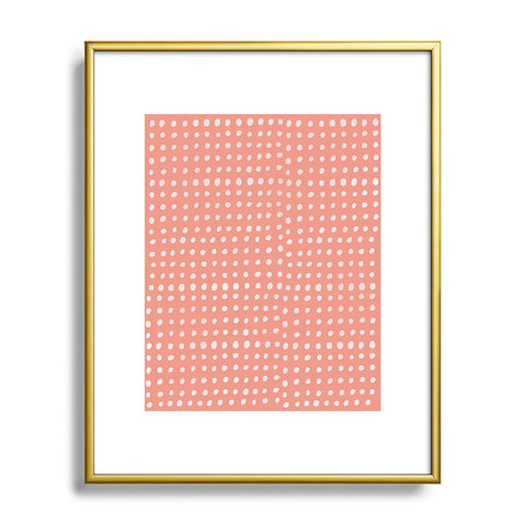 Leah Flores Peach Scribble Dots Metal Framed Art Print